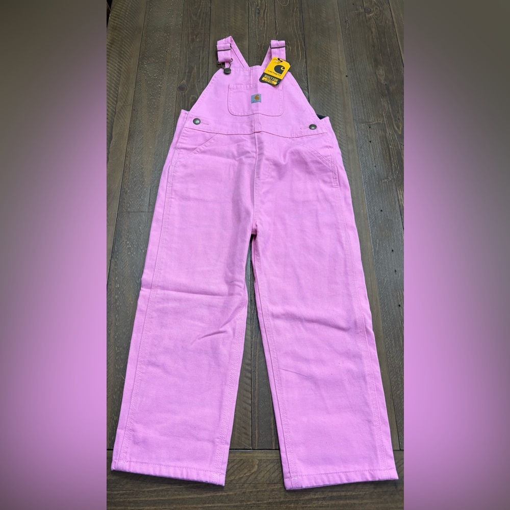 Carhartt Toddler Girls Canvas Bib Overalls in Pink